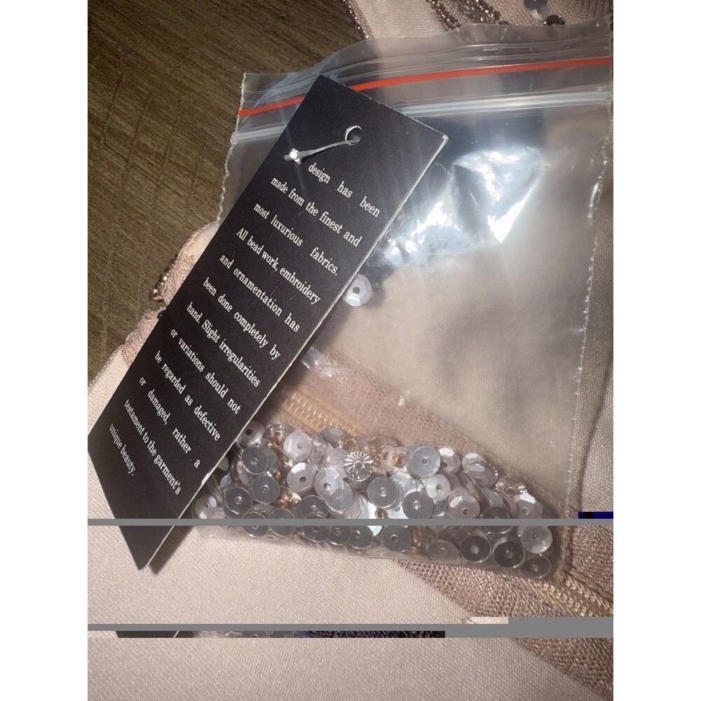 NWT Papell Studio Rose Gold Beaded Sequin Scallop Sheath Dress Size 12 NEW $129 - Picture 9 of 16